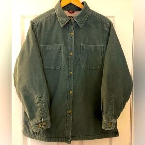 VINTAGE Woolrich Women’s Large Army Green Corduroy Jacket Shacket Size L WARM!!!